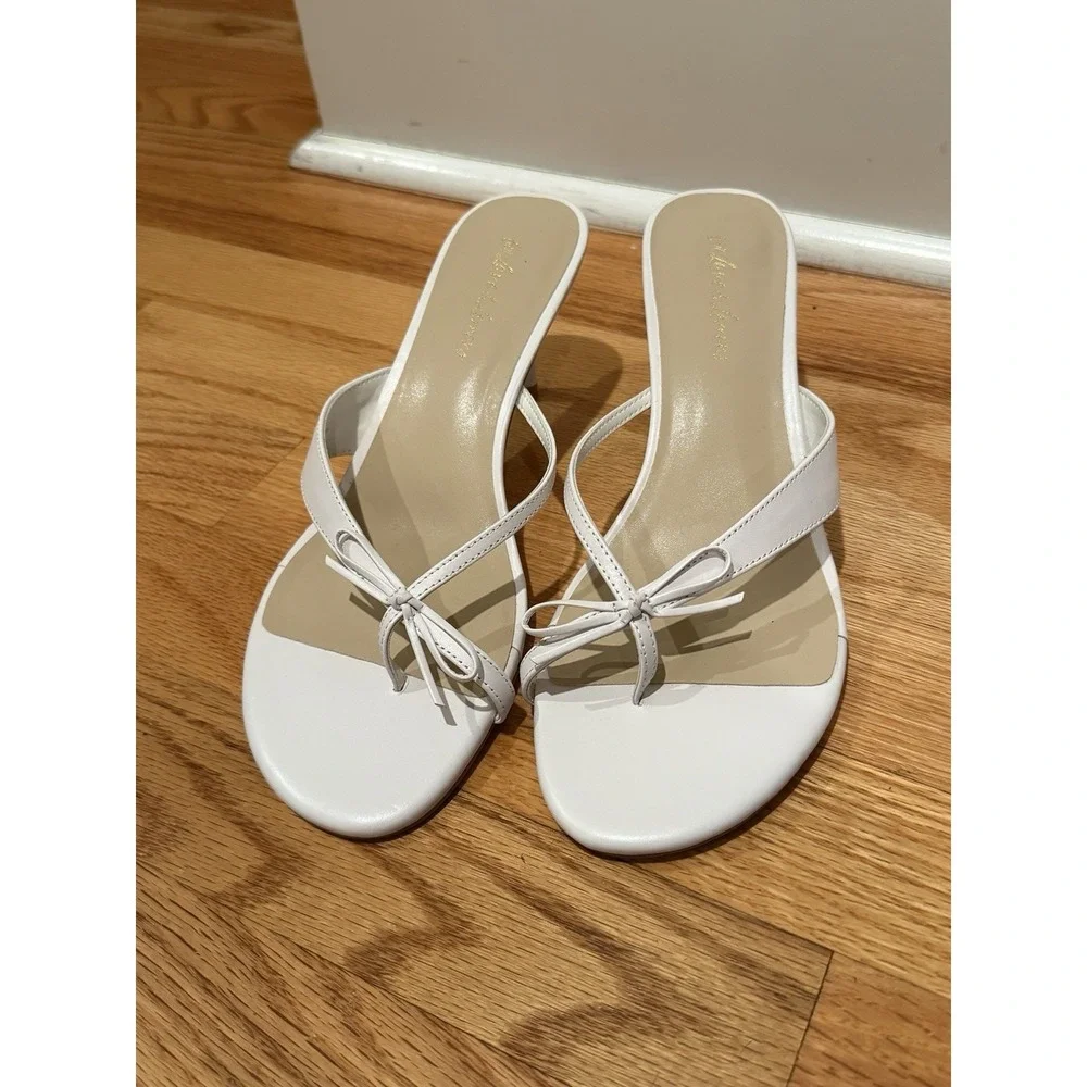 For Love And Lemons Elea Heel Thong Sandals White Size 37 New! Sz 7
